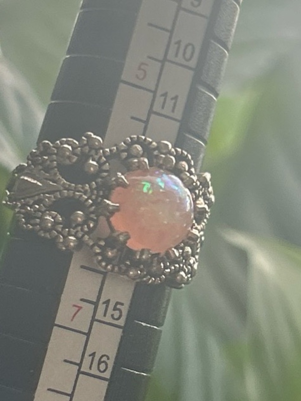 Opal Cabochon Filigree Statement Ring - Pink Opal